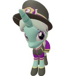 Size: 612x720 | Tagged: safe, artist:topsangtheman, imported from derpibooru, cornetta, pony, unicorn, 3d, clothes, female, hat, looking at you, simple background, solo, source filmmaker, transparent background, uniform