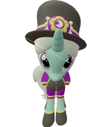 Size: 610x720 | Tagged: safe, artist:topsangtheman, imported from derpibooru, cornetta, pony, unicorn, 3d, clothes, female, hat, looking at you, looking up at you, simple background, solo, source filmmaker, transparent background, uniform