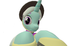 Size: 1113x720 | Tagged: safe, artist:topsangtheman, imported from derpibooru, cornetta, pony, unicorn, 3d, clothes, female, hat, looking at you, simple background, solo, source filmmaker, transparent background, uniform