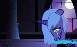 Size: 3146x1906 | Tagged: safe, artist:diamondwolf2990, imported from derpibooru, princess luna, castle of the royal pony sisters, crying, mare in the moon, moon, nightmare luna