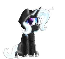 Size: 2598x2362 | Tagged: safe, artist:jubyskylines, imported from derpibooru, trixie, pony, unicorn, female, hazmat suit, looking at you, mare, simple background, sitting, solo, white background