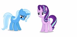 Size: 1280x623 | Tagged: safe, artist:angelabunny666, imported from derpibooru, starlight glimmer, trixie, pony, unicorn, cutie mark swap, duo, female, mare, simple background, transparent background