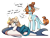 Size: 1683x1295 | Tagged: safe, artist:cloud-fly, imported from derpibooru, oc, oc only, oc:bubbles, merpony, shark, unicorn, blåhaj, female, glasses, mare, plushie, shark plushie, simple background, transparent background