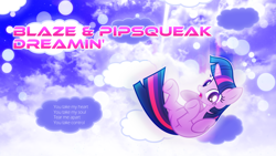 Size: 3840x2160 | Tagged: safe, artist:game-beatx14, artist:xpesifeindx, edit, imported from derpibooru, twilight sparkle, pony, unicorn, falling, female, mare, open mouth, solo, song reference, text, unicorn twilight, wallpaper, wallpaper edit