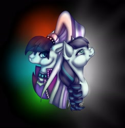 Size: 2820x2893 | Tagged: safe, artist:ronyardraws, imported from derpibooru, coloratura, earth pony, pony, bust, clothes, duality, female, mare, smiling