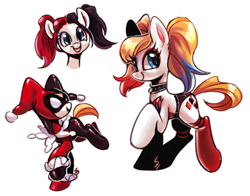 Size: 500x392 | Tagged: safe, artist:emina15966emina, imported from derpibooru, pony, cute, harley quinn, ponified