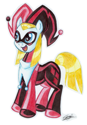 Size: 971x1384 | Tagged: safe, artist:mileenakoopa, imported from derpibooru, pony, harley quinn, ponified, simple background, solo, transparent background