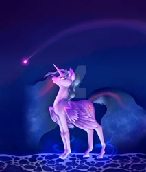 Size: 1024x1203 | Tagged: safe, artist:galesepicenter, imported from derpibooru, twilight sparkle, alicorn, looking at each other, obtrusive watermark, shooting star, twilight sparkle (alicorn), watermark