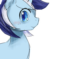 Size: 600x500 | Tagged: safe, artist:apyorehe, imported from derpibooru, minuette, pony, unicorn, female, mare, simple background, smiling, solo