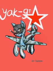 Size: 900x1200 | Tagged: safe, artist:смуглнка, imported from derpibooru, original species, plane pony, pony, fighter, plane, solo, soviet, yak-9t