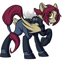 Size: 1200x1200 | Tagged: safe, artist:kalemon, imported from derpibooru, oc, oc only, oc:ember flare, pegasus, pony, fallout equestria, armor, enclave, enclave armor, female, mare, mutant, simple background, solo, transparent background