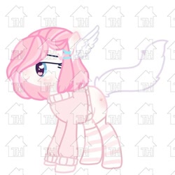 Size: 700x700 | Tagged: safe, artist:moon-bunii, imported from derpibooru, oc, oc:moeka, earth pony, blushing, clothes, ear feathers, female, heart, heart eyes, obtrusive watermark, shirt, simple background, socks, striped socks, toyhouse, toyhouse watermark, watermark, white background, wingding eyes