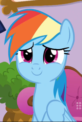 Size: 513x769 | Tagged: safe, imported from derpibooru, screencap, rainbow dash, pegasus, pony, deep tissue memories, spoiler:deep tissue memories, spoiler:mlp friendship is forever, cropped, cute, dashabetes, female, mare, smiling, solo