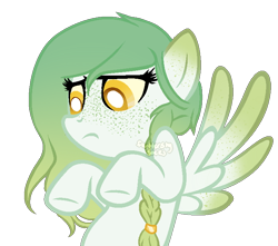 Size: 750x662 | Tagged: safe, artist:skulifuck, imported from derpibooru, oc, oc only, pegasus, pony, base used, braid, bust, freckles, looking down, pegasus oc, simple background, solo, transparent background, underhoof, wings