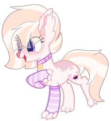 Size: 1281x1397 | Tagged: safe, artist:celestial-rue0w0, artist:rukemon, imported from derpibooru, oc, oc only, oc:sugary treat, cat, cat pony, original species, pony, bell, bell collar, cat bell, clothes, collar, commission, ear fluff, female, mare, open mouth, raised hoof, raised leg, simple background, socks, solo, striped socks, transparent background