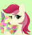 Size: 918x973 | Tagged: safe, artist:rainbowfoxxy, imported from derpibooru, roseluck, bee, insect, pony, female, flower, mare, solo