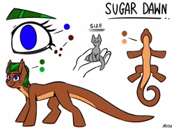 Size: 2272x1702 | Tagged: safe, artist:lrusu, imported from derpibooru, oc, oc only, oc:sugar dawn, alp-luachra, original species, pony, blue eyes, commission, female, freckles, ponified, reference sheet, smiling, smiling at you