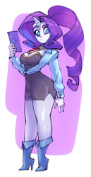 Size: 507x984 | Tagged: safe, artist:bigdad, imported from derpibooru, rarity, anthro, unicorn, abstract background, breasts, busty rarity, cellphone, clothes, female, high heels, jewelry, necklace, phone, shoes, smartphone, solo