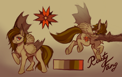 Size: 2561x1624 | Tagged: safe, artist:chillyfish, imported from derpibooru, oc, oc only, bat pony, pony, bat pony oc, bat wings, chest fluff, duo, flying, raised hoof, reference sheet, underhoof, wings