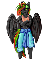 Size: 1070x1300 | Tagged: safe, artist:chillyfish, imported from derpibooru, oc, oc only, anthro, pegasus, clothes, crossed arms, female, goggles, pegasus oc, simple background, solo, transparent background, wings