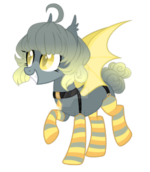 Size: 1280x1466 | Tagged: safe, artist:magicdarkart, imported from derpibooru, oc, oc only, bat pony, pony, clothes, deviantart watermark, female, mare, obtrusive watermark, simple background, socks, solo, striped socks, transparent background, watermark