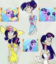 Size: 2857x3288 | Tagged: safe, artist:citi, imported from derpibooru, screencap, twilight sparkle, human, unicorn, friendship is magic, alternate hairstyle, clothes, dress, gem saddle twilight, humanized, not poofy enough, outfit, scene interpretation, screencap reference, too yellow, traditional art, unicorn twilight