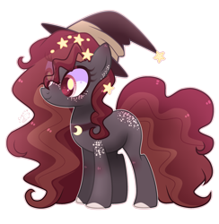 Size: 2509x2575 | Tagged: safe, artist:sugaryicecreammlp, imported from derpibooru, oc, oc only, oc:scarlet willow, earth pony, pony, female, hat, mare, simple background, solo, transparent background, witch hat