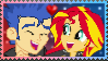 Size: 99x56 | Tagged: safe, artist:stampsandi, imported from derpibooru, flash sentry, sunset shimmer, equestria girls, deviantart stamp, female, flashimmer, male, picture for breezies, shipping, stamp, straight