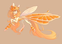 Size: 1280x915 | Tagged: safe, artist:shore2020, imported from derpibooru, oc, oc only, pony, butterfly wings, food, orange, solo, wings