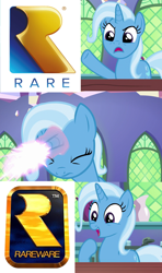 Size: 640x1080 | Tagged: safe, edit, edited screencap, imported from derpibooru, screencap, trixie, all bottled up, design, exploitable meme, logo, magic, meme, rareware, trixie fixing meme