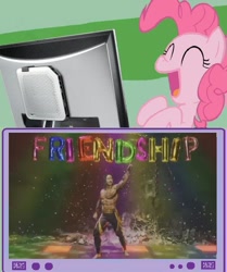 Size: 625x746 | Tagged: safe, imported from derpibooru, pinkie pie, exploitable meme, friendship, laughing, liu kang, meme, mortal kombat, mortal kombat 11, obligatory pony, tv meme