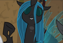 Size: 1391x942 | Tagged: safe, imported from derpibooru, screencap, queen chrysalis, changeling, frenemies (episode), cropped, cute, cutealis, eyes closed, female, smiling, solo