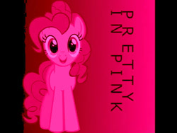 Size: 480x360 | Tagged: safe, imported from derpibooru, pinkie pie, earth pony, pony, female, looking at you, mare, pink background, pretty in pink, simple background, smiling, solo