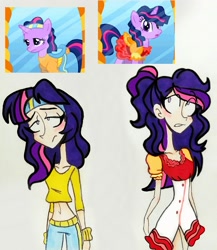 Size: 2857x3288 | Tagged: safe, artist:citi, imported from derpibooru, screencap, twilight sparkle, human, pony, unicorn, friendship is magic, alternate hairstyle, clothes, dress, humanized, outfit, scene interpretation, screencap reference, too poofy, too shiny, unicorn twilight