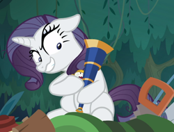 Size: 970x736 | Tagged: safe, imported from derpibooru, screencap, mean rarity, pony, the mean 6, clone, compass, crazy face, cropped, faic, female, floppy ears, greedity, solo, telescope