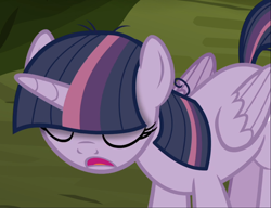 Size: 1222x938 | Tagged: safe, imported from derpibooru, screencap, mean twilight sparkle, pony, the mean 6, cropped, eyes closed, female, head down, open mouth, solo