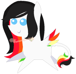 Size: 572x558 | Tagged: safe, artist:skulifuck, imported from derpibooru, oc, oc only, pegasus, pony, base used, female, mare, multicolored hair, pegasus oc, pointy ponies, rainbow hair, simple background, smiling, solo, transparent background, watermark, wings