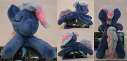 Size: 4137x2000 | Tagged: safe, artist:bastler, artist:konsumo, imported from derpibooru, oc, oc only, oc:bit rate, earth pony, pony, irl, mascot, photo, plushie, sleeping, solo