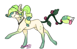 Size: 1093x689 | Tagged: safe, artist:pixieartz, imported from derpibooru, oc, oc only, monster pony, original species, piranha plant pony, plant pony, :p, augmented tail, coat markings, ear piercing, female, flower, jewelry, necklace, pearl necklace, piercing, plant, raised hoof, rose, signature, simple background, smiling, socks (coat marking), socks (coat markings), tongue out, transparent background