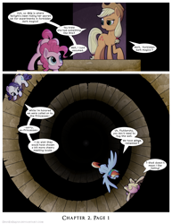 Size: 1200x1552 | Tagged: safe, artist:deusexequus, imported from derpibooru, applejack, fluttershy, pinkie pie, rainbow dash, rarity, earth pony, pegasus, pony, unicorn, comic:fix, comic, speech bubble, stairs