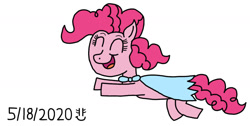 Size: 1234x624 | Tagged: safe, artist:royalsmurf, artist:smurfettyblue, imported from derpibooru, pinkie pie, pony, cape, clothes, female, flying, simple background, solo, superhero, white background