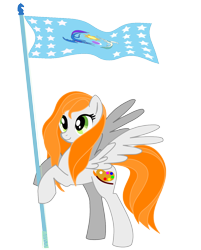 Size: 1208x1499 | Tagged: safe, artist:agdistis, imported from derpibooru, oc, oc only, oc:ginger peach, pegasus, pony, /mlp/, butt, drawthread, equestrian flag, green eyes, orange hair, pegasus oc, plot, simple background, solo, transparent background, wings