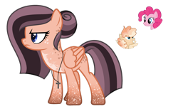 Size: 1024x628 | Tagged: safe, artist:sapphiretwinkle, imported from derpibooru, pinkie pie, oc, oc:peach melba, pegasus, pony, base used, female, magical lesbian spawn, mare, offspring, parent:oc:peach melba, parent:pinkie pie, parents:canon x oc, simple background, transparent background