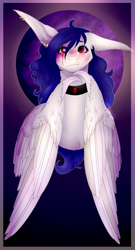 Size: 1405x2596 | Tagged: safe, artist:amcirken, imported from derpibooru, oc, oc only, oc:serazimelii, pegasus, pony, choker, female, mare, solo