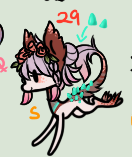 Size: 132x157 | Tagged: safe, artist:glitterring, imported from derpibooru, oc, oc only, earth pony, pony, chibi, cropped, earth pony oc, female, floral head wreath, flower, hoof fluff, leonine tail, mare, offscreen character, simple background, text