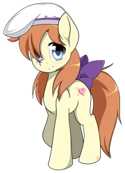 Size: 1008x1401 | Tagged: safe, artist:enviaart, artist:envygirl95, imported from derpibooru, earth pony, pony, bow, female, hat, higurashi no naku koro ni, mare, ponified, rena ryuugu, simple background, solo, tail bow, transparent background