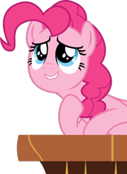 Size: 4000x5463 | Tagged: safe, artist:melisareb, imported from derpibooru, pinkie pie, earth pony, pony, cakes for the memories, spoiler:cakes for the memories, spoiler:mlp friendship is forever, .svg available, absurd resolution, bust, cute, diapinkes, female, inkscape, looking up, mare, simple background, solo, table, transparent background, vector