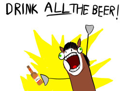 Size: 1200x901 | Tagged: safe, artist:horsesplease, imported from derpibooru, trouble shoes, alcohol, beer, bottle, budweiser, derp, drunk, drunken shoes, hyperbole and a half, meme, x all the y