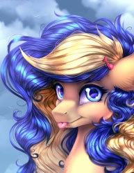 Size: 1024x1325 | Tagged: safe, artist:petrinox, deleted from derpibooru, imported from derpibooru, oc, oc:blue sky, pony, bust, female, mare, portrait, solo, tongue out