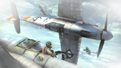 Size: 2560x1440 | Tagged: safe, artist:richmay, imported from derpibooru, oc, pegasus, equestria at war mod, aircraft, bf109, clothes, goggles, gun, gunner, hearts of iron 4, il-2, messerschmitt bf 109, plane, war, weapon, world war ii